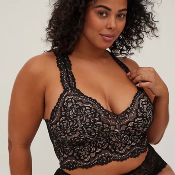 🆕 Torrid Black Lace Racerback Bralette 2X NWT - Picture 2 of 9